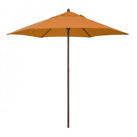 9' Wood-Grained Steel Market Patio Umbrella with Push Lift - Tuscan