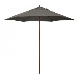 9' Wood-Grained Steel Market Patio Umbrella with Push Lift - Taupe