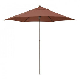 9' Wood-Grained Steel Market Patio Umbrella with Push Lift - Brick