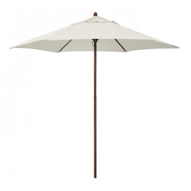 9' Wood-Grained Steel Market Patio Umbrella with Push Lift - Natural