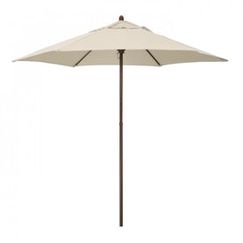 9' Wood-Grained Steel Market Patio Umbrella with Push Lift - Antique Beige