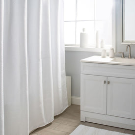 Cardiff White Shower Curtain/Eva Shower Curtain Liner/Annex Chrome Shower Hooks Set