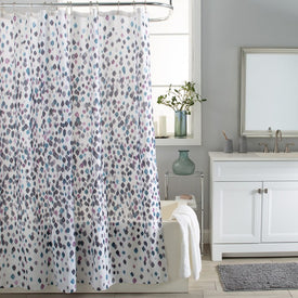Purple Rain White/Purple Shower Curtain/Eva Shower Curtain Liner/Annex Chrome Shower Hooks Set