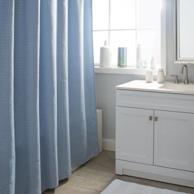 Cardiff Blue Shower Curtain/Eva Shower Curtain Liner/Annex Chrome Shower Hooks Set