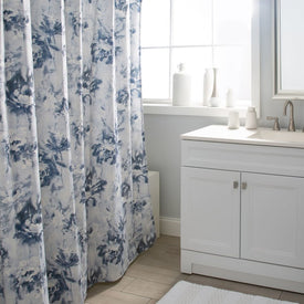 Noya Navy/Blue Shower Curtain/Eva Shower Curtain Liner/Annex Chrome Shower Hooks Set