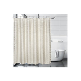 Everest Taupe Jacquard Shower Curtain/Eva Shower Curtain Liner/Annex Chrome Shower Hooks Set