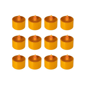 Battery-Operated LED Tealight Candles Set of 12 - Orange