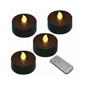 Extra-Large Battery-Operated LED Tealight Candles with Remote Control and Timer Set of 4 - Black