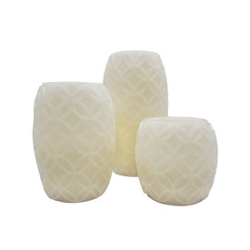 Battery-Operated Textured Wax LED Candles with Timer Set of 3