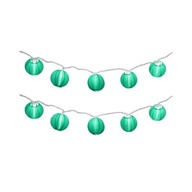 Electric String Lights with 10 Nylon Lanterns - Turquoise