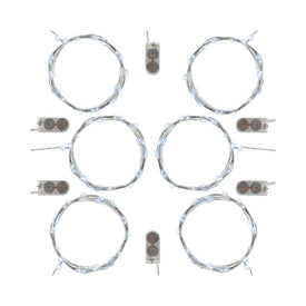 Battery-Operated Multi-Function LED Fairy String Lights Set of 6 - Cool White