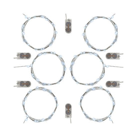 Battery-Operated Multi-Function LED Fairy String Lights Set of 6 - Cool White