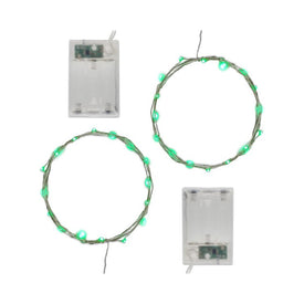 Battery-Operated LED Fairy String Lights with Timer Set of 2 - Green
