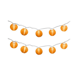 Electric String Lights with 10 Nylon Lanterns - Orange
