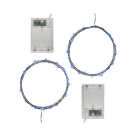Battery-Operated LED Fairy String Lights with Timer Set of 2 - Blue