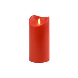 Battery-Operated 5" LED Pillar Candle with Moving Flame and Timer - Red