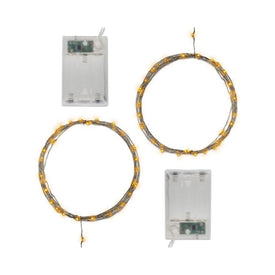 Battery-Operated LED Fairy String Lights with Timer Set of 2 - Amber
