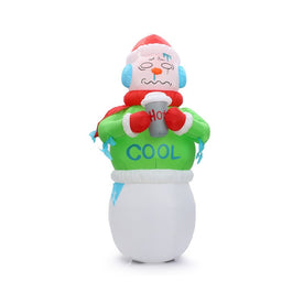 6' Inflatable Shivering Snowman in Ugly Christmas Sweater with LED Lights
