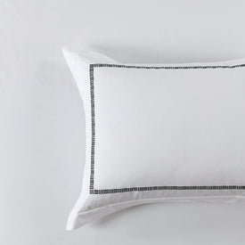 Hotel Grand Tencel Lyocell/Cotton Blend Embroidered King Duvet Cover Set - White/Black