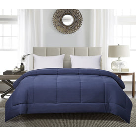 Microfiber Color Reversible Down Alternative All-Season Twin Comforter - Navy/Light Blue