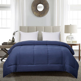 Microfiber Color Reversible Down Alternative All-Season King Comforter - Navy/Light Blue