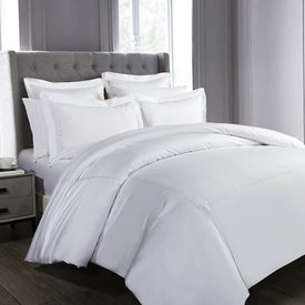 Hotel Grand Tencel Lyocell/Cotton Blend Embroidered Twin Duvet Cover Set -White
