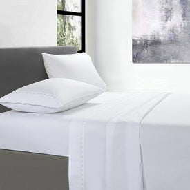 Hotel Grand Tencel Lyocell/Cotton Blend Embroidered Queen Sheet Set - White