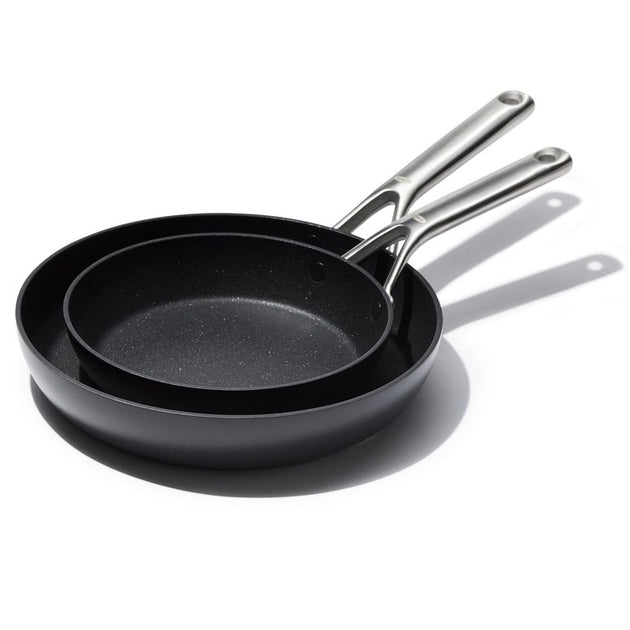 OXO Obsidian Carbon Steel 10 Crepe Pan with Silicone Sleeve Black