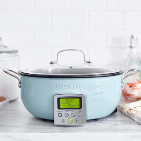 Elite Essential 6-Quart Ceramic Nonstick Smart Skillet - Blue Haze