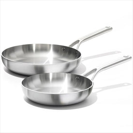 Mira Series Tri-Ply Stainless Steel 8" and 10" Uncoated Stainless Steel Fry Pan Set