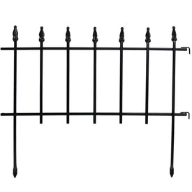 Roman-Style 9' Five-Piece Outdoor Lawn and Garden Metal Decorative Border Fence Panel Set - Black