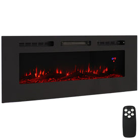 50" Indoor Wall-Mounted/Recessed Electric Fireplace - Black