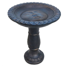 Facade du Soleil Outdoor Fiberglass-Reinforced Concrete Bird Bath - Blue