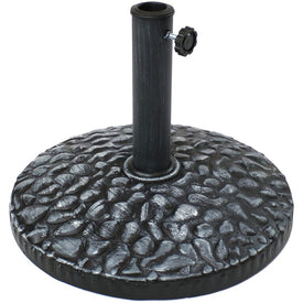 17" Round Polyresin Pebble Texture Patio Umbrella Base - Gray