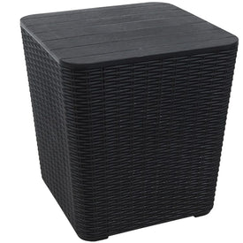 Rattan Design Outdoor Side Table with 11.5-Gallon Storage - Phantom Gray