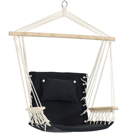 Polycotton Outdoor Hanging Hammock Chair with Armrests and Hardwood Spreader Bar - Storm