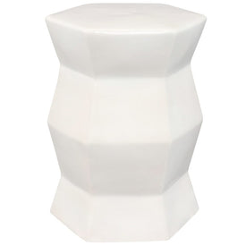 Moderno Geometric Ceramic Decorative Garden Stool - White