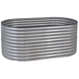 79" x 32" Large Oval Steel Stand Up-Height Raised Garden Bed - Silver