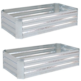 48" x 11.75" Two-Piece Rectangular Corrugated Galvanized Steel Raised Garden Beds - Silver