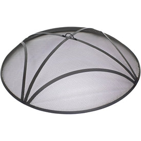 36" Round Heavy-Duty Reinforced Steel Outdoor Fire Pit Spark Screen with Ring Handle - Black