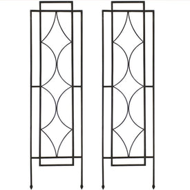 48.25" Chic Diamonds Design Decorative Steel Metal Garden Trellis 2-Pack - Black