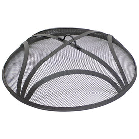 22" Round Heavy-Duty Reinforced Steel Outdoor Fire Pit Spark Screen with Ring Handle - Black