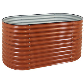 62.5" x 32" Large Oval Steel Stand Up-Height Raised Garden Bed - Brown