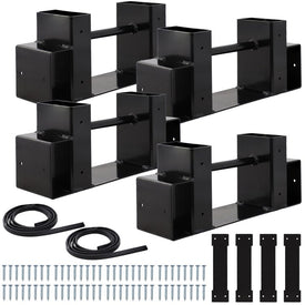 Adjustable Steel Log Rack Brackets with Accessory Kit Set of 2- Black
