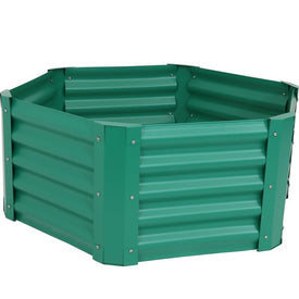 41" x 16" Raised Powder-Coated Hexagon Steel Garden Bed Kit - Green
