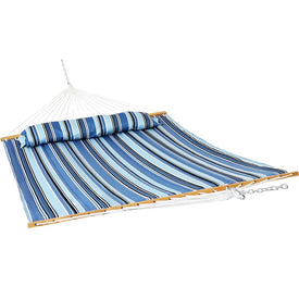 Quilted Fabric Two-Person Hammock with Spreader Bars - Misty Beach