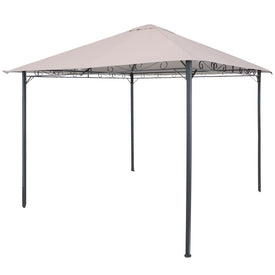 10' x 10' Steel Open Gazebo with Weather-Resistant Polyester Fabric Top and Black Metal Frame - Gray