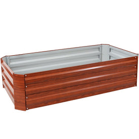 48" x 11.75" Hot Dip Galvanized Steel Rectangle Raised Garden Bed - Woodgrain