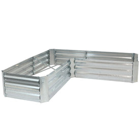 59.5" Outdoor Galvanized Steel L-Shaped Raised Garden Bed - Silver