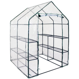 Grandeur Outdoor Portable Growing Rack Mini Walk-In Greenhouse with Roll-Up Door - Clear